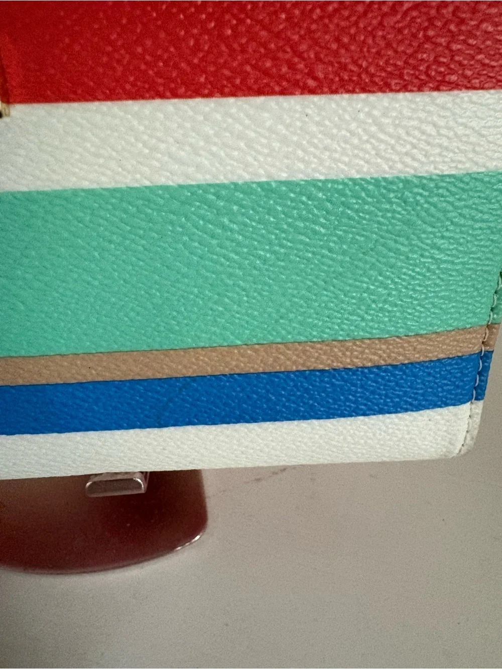 kate spade Multicolor Striped Leather Wallet - Red, White, Mint, Blue, Tan